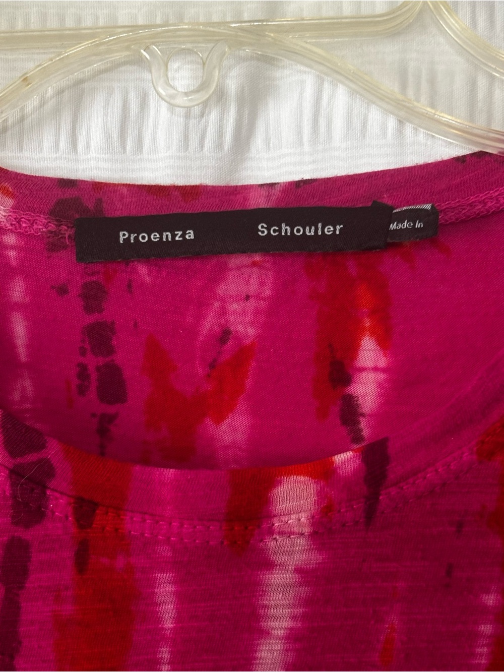 Proenza Schouler Pink Tie Dye Long Sleeve Cotton Tee Sz Medium - Picture 3 of 10